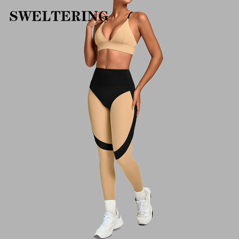 Yoga Suit 2PCS Sports Set Gym Workout Tracksuits Women High Waist Leggings Fitness Suit Sportswear Female Yoga Set Gym Clothing