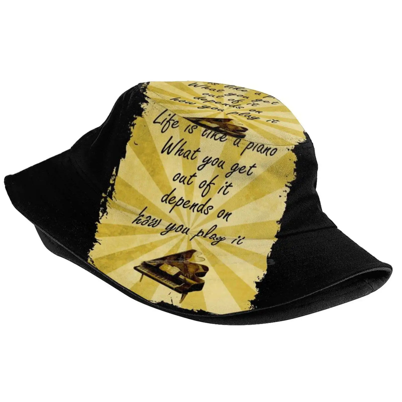 Life Is Like A Piano. What You Get Out Of It Depends On How You Play It Flat Top Breathable Bucket Hats Life Is Like A Piano