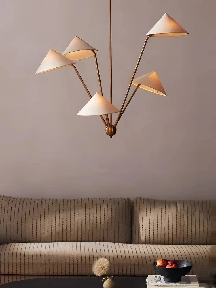 Retro and minimalist fabric covered iron chandelier, creative and personalized restaurant, villa, homestay lighting fixtures