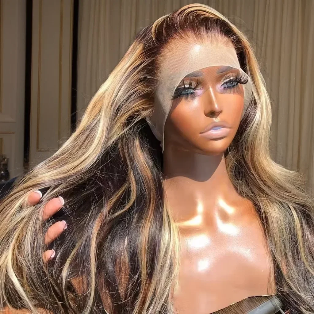 

40-дюймовый парик из натуральных волос с эффектом омбре медово-русого цвета, 13x4 13x6 HD прозрачный кружевной фронтальный парик с мелированием 4/27, парик с эффектом омбре и волнистыми прядями