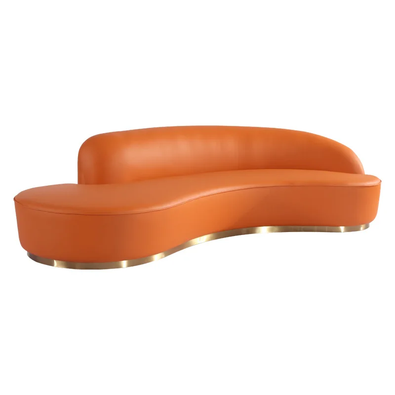 

Light luxury leather special-shaped sofa hotel lobby clubhouse furniture clothing store beauty salon reception area curved sofa