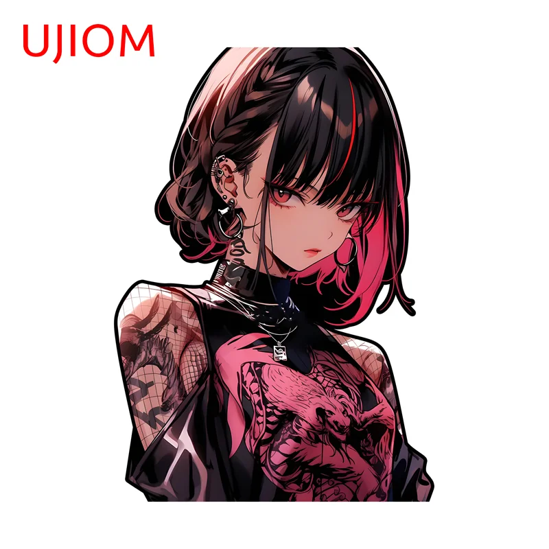 UJIOM Japanese Styl Tattoo Girl Wall Sticker Artistic Tendy Attractive Sunscreen Adhesive Graphics Decal Sofa Wall Windows Decor