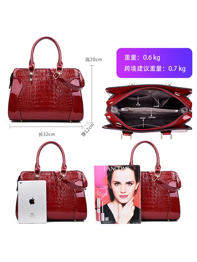 Borse in pelle verniciata di lusso per donna borsa a tracolla a tracolla da donna con motivo a coccodrillo di design nuove borse a tracolla da donna