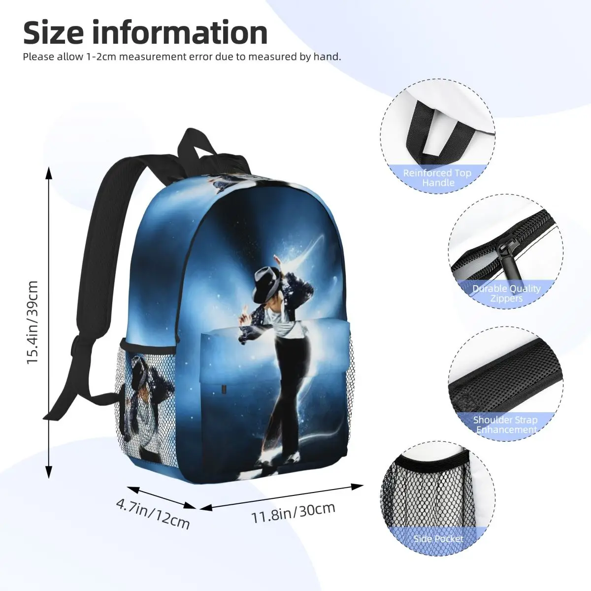 Michael Jackson Musicians Singers Dancers Backpack Hot Sale Daypack Boys Girls BookBag Shoulder Bags for Men Women School Bag