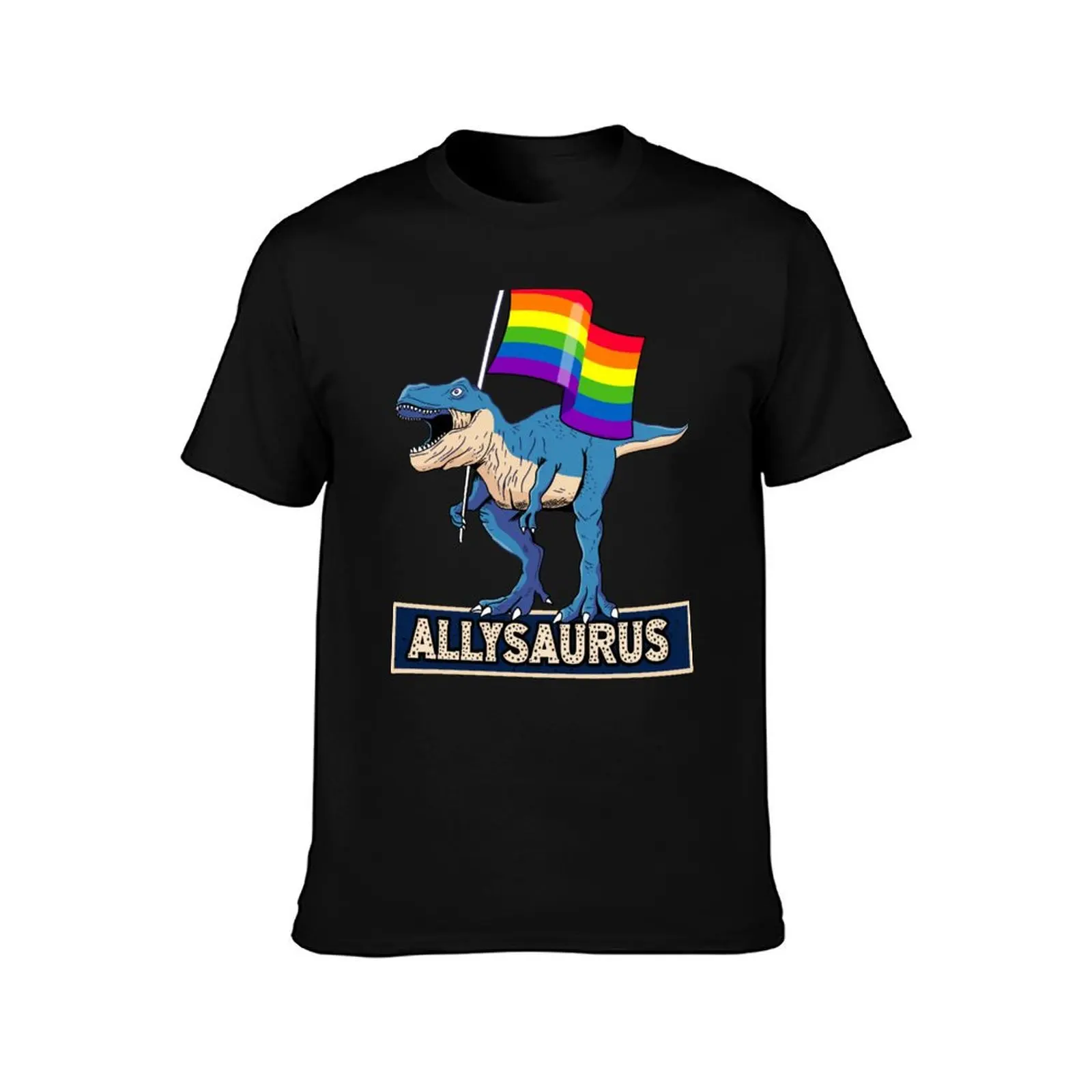 LGBTQ Gay Ally ALLYSAURUS Gay Pride and Support Design T-Shirt Soft Cotton Print T-Shirt