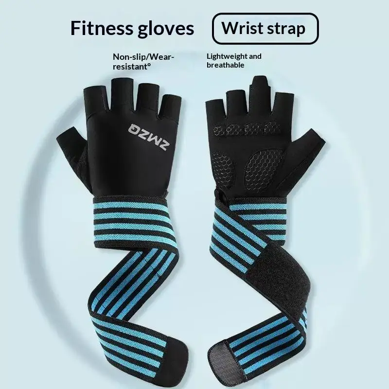 【IIOO】1Pair Body Building Gym Training Fitness Weight Lifting Gloves Wrist Wraps Workout Half Finger For Men And Women