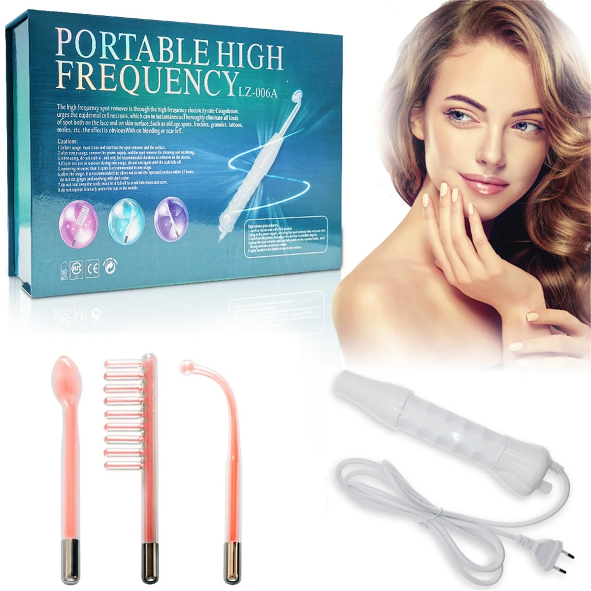 A14G-4 en 1 Portable haute fréquence électrothérapie dispositif de beauté dissolvant de taches soins de la peau Spa Derma 4 Violet prise ue