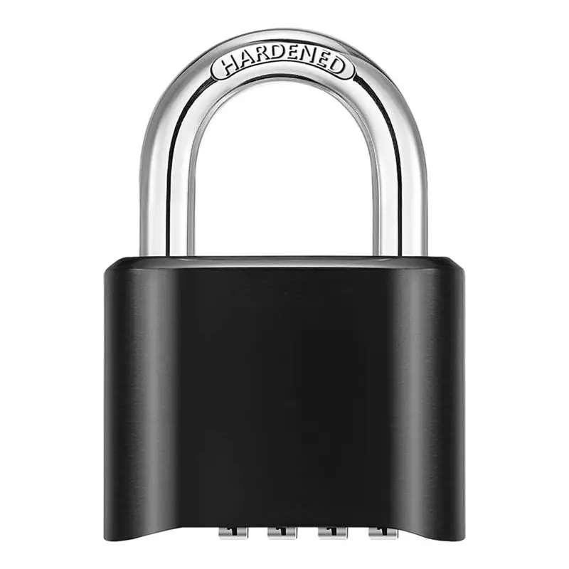 FULL-4-Digit Combination Lock Outdoor Padlock Waterproof Combo Lock For Gym Locker, Hasp Storage, Shed, Fence, Gate Black