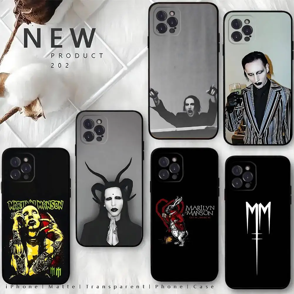 

Rock M-Marilyn M-Manson Phone Case For iPhone 17,16,15,14,13,12,Pro,Max,Plus,E,SE4,Air,Mini Black Soft Box