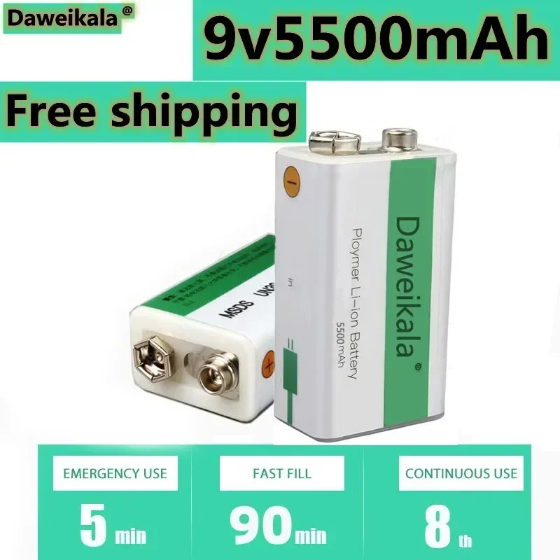 2021แบตเตอรี่ชาร์จวงจร USB รุ่นใหม่9V 5500mAh เหมาะสำหรับกล้องและผลิตภัณฑ์อิเล็กทรอนิกส์ชุดอื่นๆ + สายชาร์จ USB