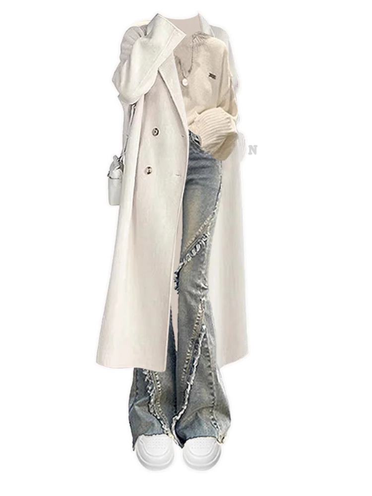 Autunno Faionable Maglione lavorato a maglia e jeans dimagranti Set di magliette da donna Light Maturi Sle Capispalla Colletto alla moda...