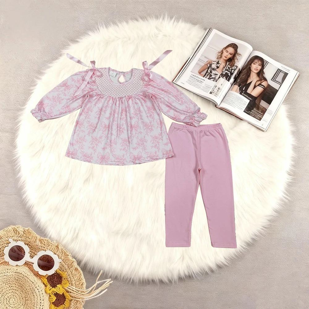 

НОВЫЙ комплект одежды для девочек: туника с вышивкой и клетчатыми леггинсами, розовые цветы, в стиле RTS