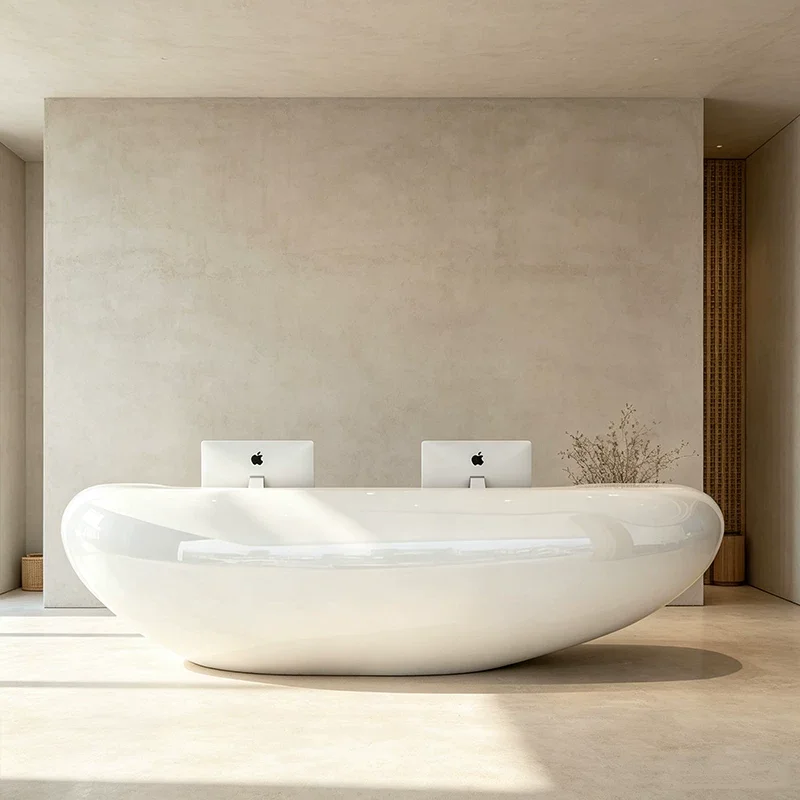 & Enamel Front Reception Desk, Creative Round Bar, Welcoming Medical Beauty Consultation Desk