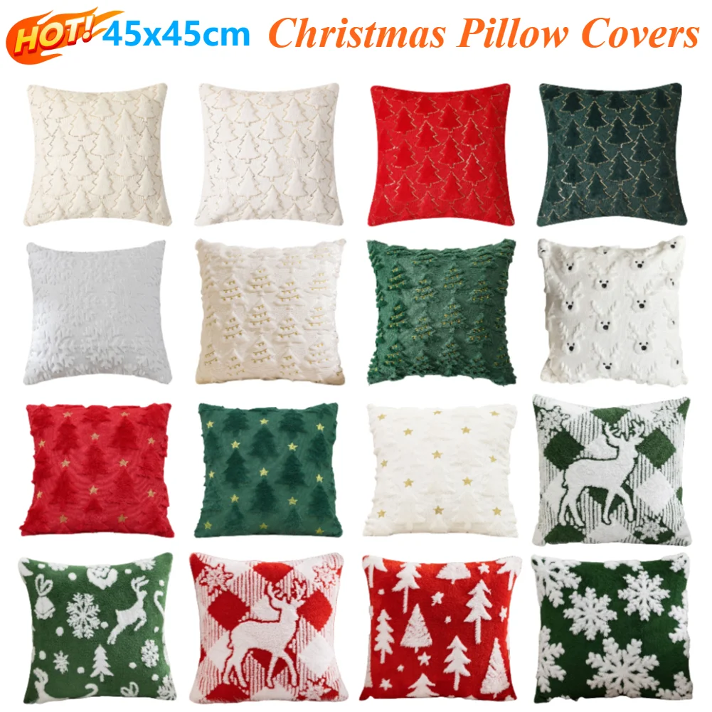 

Christmas Tree Pillow Covers Decorative Sofa Cushion Covers Christmas Home Decoration 45x45cm Winter Cushions Cover Pillow Case