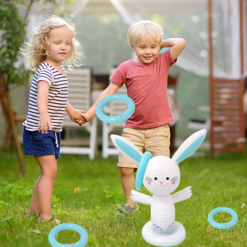 Easter Toss Games For Kids Easter Inflatable Rabbit Kid Toss Games Kit Family Games Toss Games For Boys Girls Kids Adults