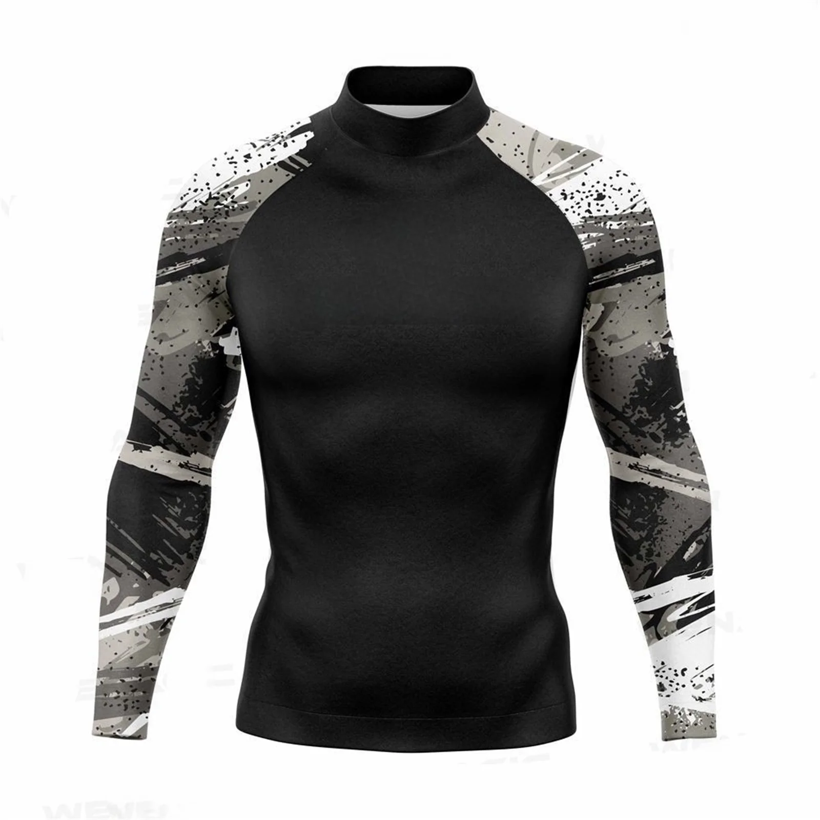 

2026Men Long Sleeve Surf Swimsuit Swimming T-shirt Beach UV Protection Swimwear Rash Guard Surfing Diving Swimsuit Tights Shirt