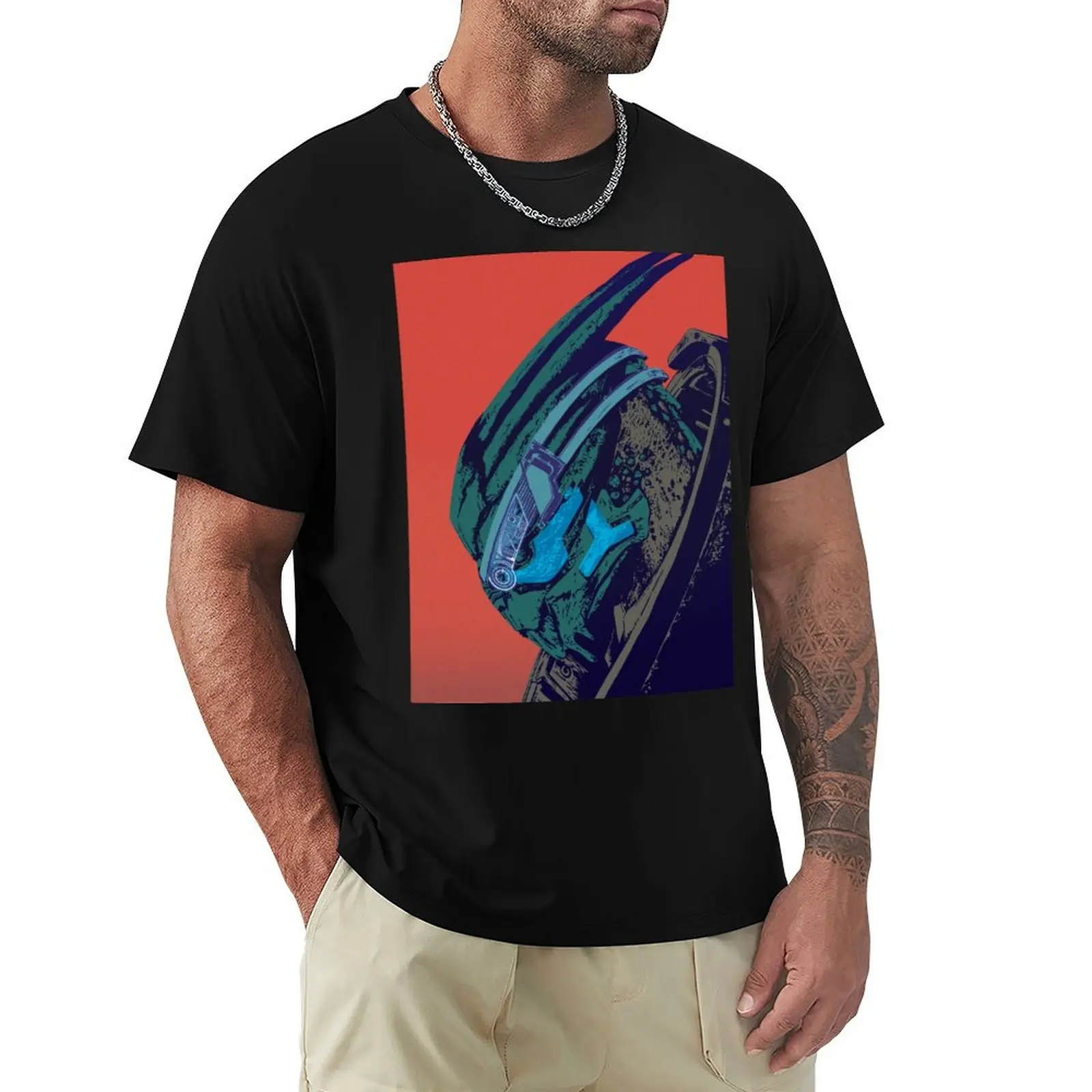 Garrus Vakarian from Mass Effect pop art inspired portrait T-Shirt Casual Daily Graphic Tee