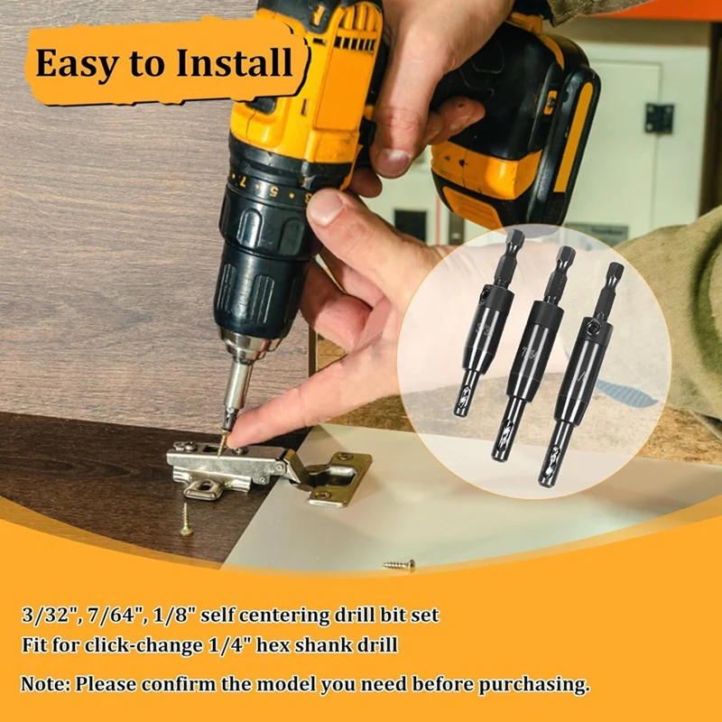 مجموعة رؤوس مثقاب ذاتية التمركز WFF 3 قطع 3/32 بوصة، 7/64 بوصة، 1/8 بوصة، لقمة VIX، لقمة مثقاب مفصلية ذاتية التمركز #6