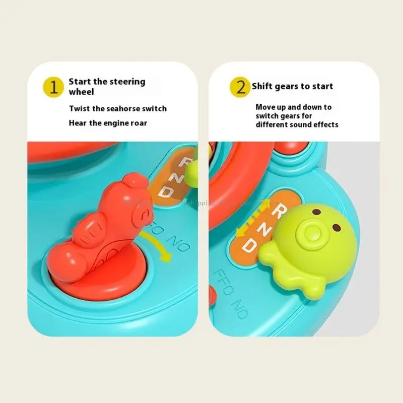 Toddler Learning Toy Cartoon Theme Wheel Toy avec des boutons sonores interactifs une lumière clignotante pour maternelle