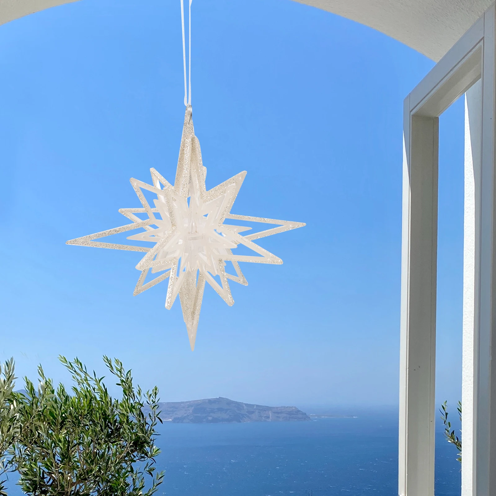 

2Pcs Christmas Tree Hanging Bell Decoration Stable Acrylic Xmas Hanging Ornament Bell Star Pendant Party Decor