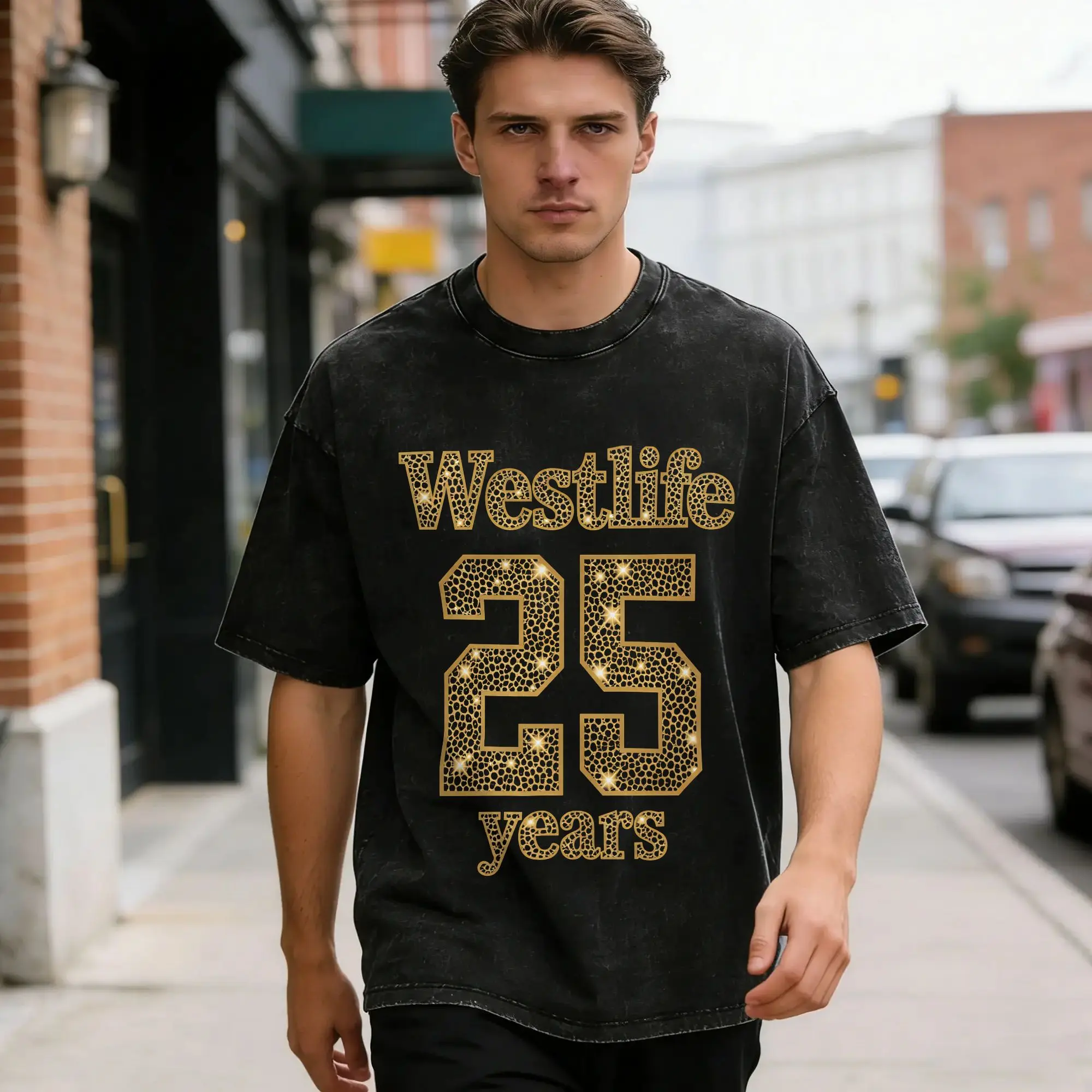Unique Westlife 25th Anniversary Tour 2026 T-Shirt for Men Crewneck 100% Cotton Washed T Shirts  Short Sleeve Printing Tops