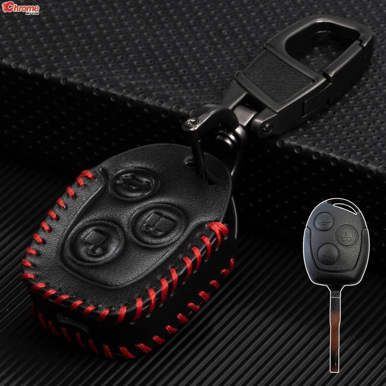 Remote Flip Key Fob Pu Leather Smart Key Cover Case 3 Button For Ford Focus KA Mondeo Fiesta Focus Galaxy Transit Connect Cougar