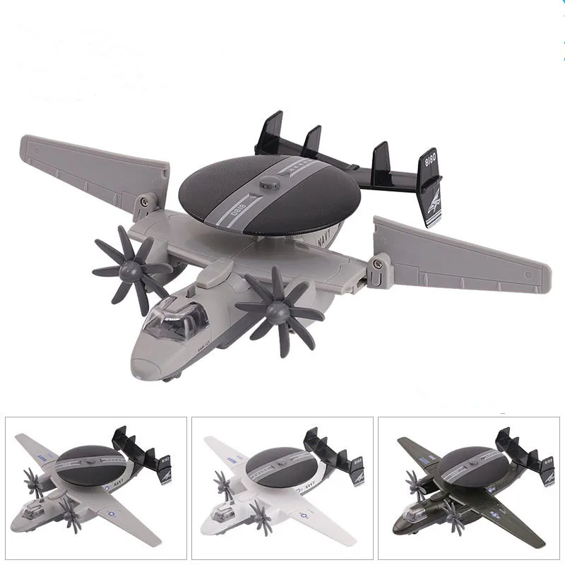 High Simulation 1:300 Alloy Pull Back E-2C Fighter Model,Air Early Warning Aircraft quality Toys,Gift Toys for Children