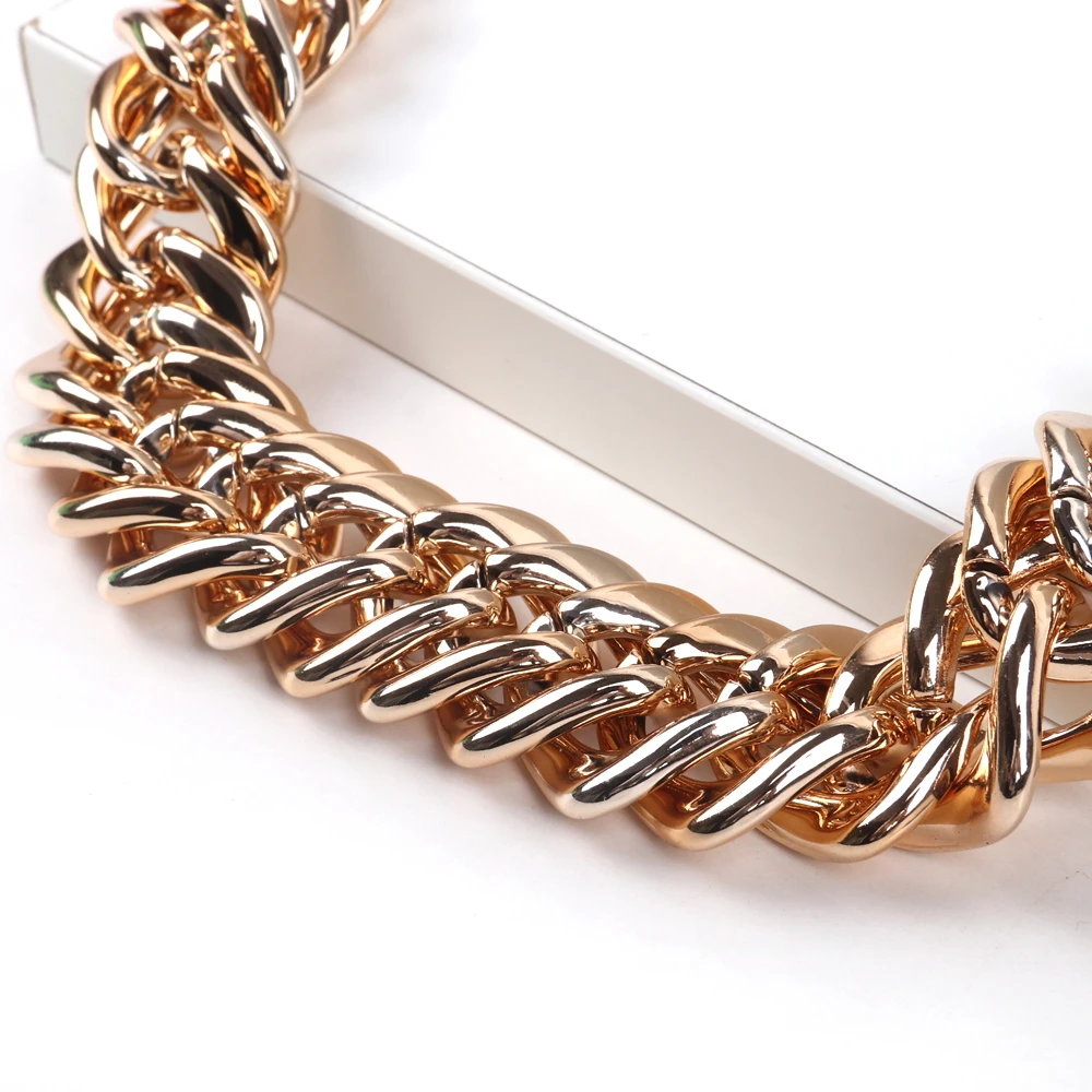 FishSheep komunikat duży masywny Choker łańcuszek naszyjnik dla kobiet mężczyzn w stylu Vintage złoty kolor szeroki naszyjnik Collares nowa biżuteria — zdjęcie 5