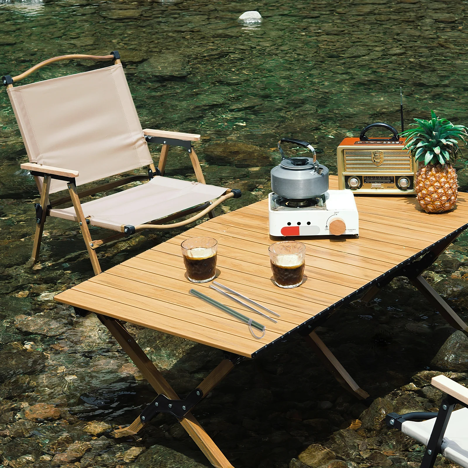 Palillos portátiles de acero inoxidable, utensilio de viaje reutilizable para comida asiática al aire libre, fideos de arroz y Sushi, olla caliente, 1 Juego