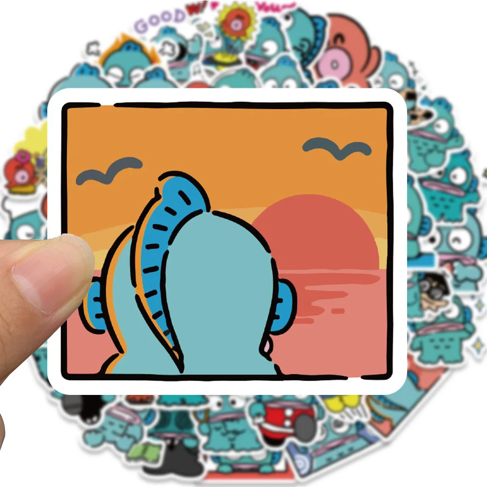 10/30/50 Stück Sanrio Ugly Fish Hanton Anime-Aufkleber, niedliche Cartoon-Sticker, Graffiti-Aufkleber für Telefon, Notizbuch, Koffer, lustige Aufkleber, Spielzeug, Geschenke – Detail 5