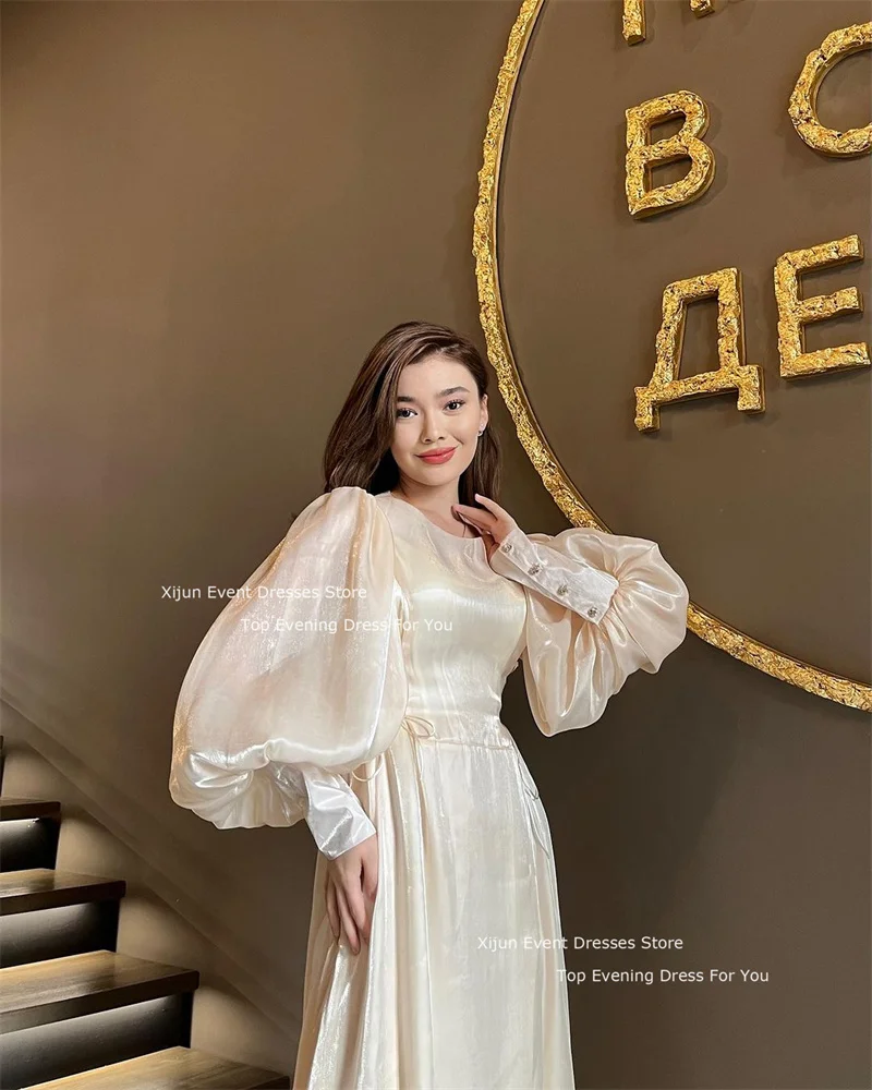 Xijun Elegant Long Evening Dresses Formal Full Sleeves Saudi Arabric Prom Dresses A-Line Modest Prom Gowns For Women 2024 Dubai