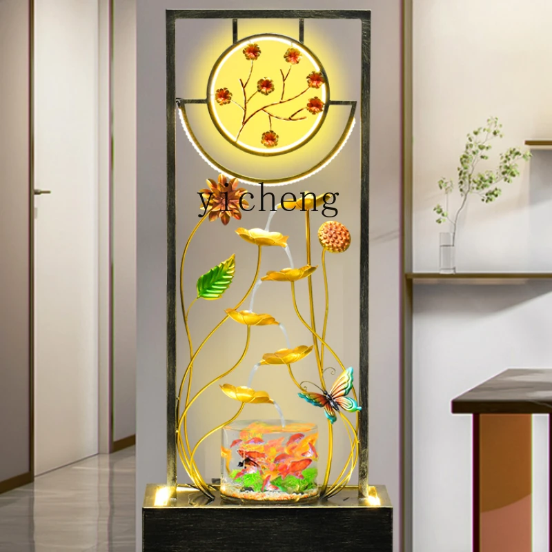 XL Loop Water Fountain Decoration Cylinder Waterscape TV Cabinet next to Floor-Standing Decorations