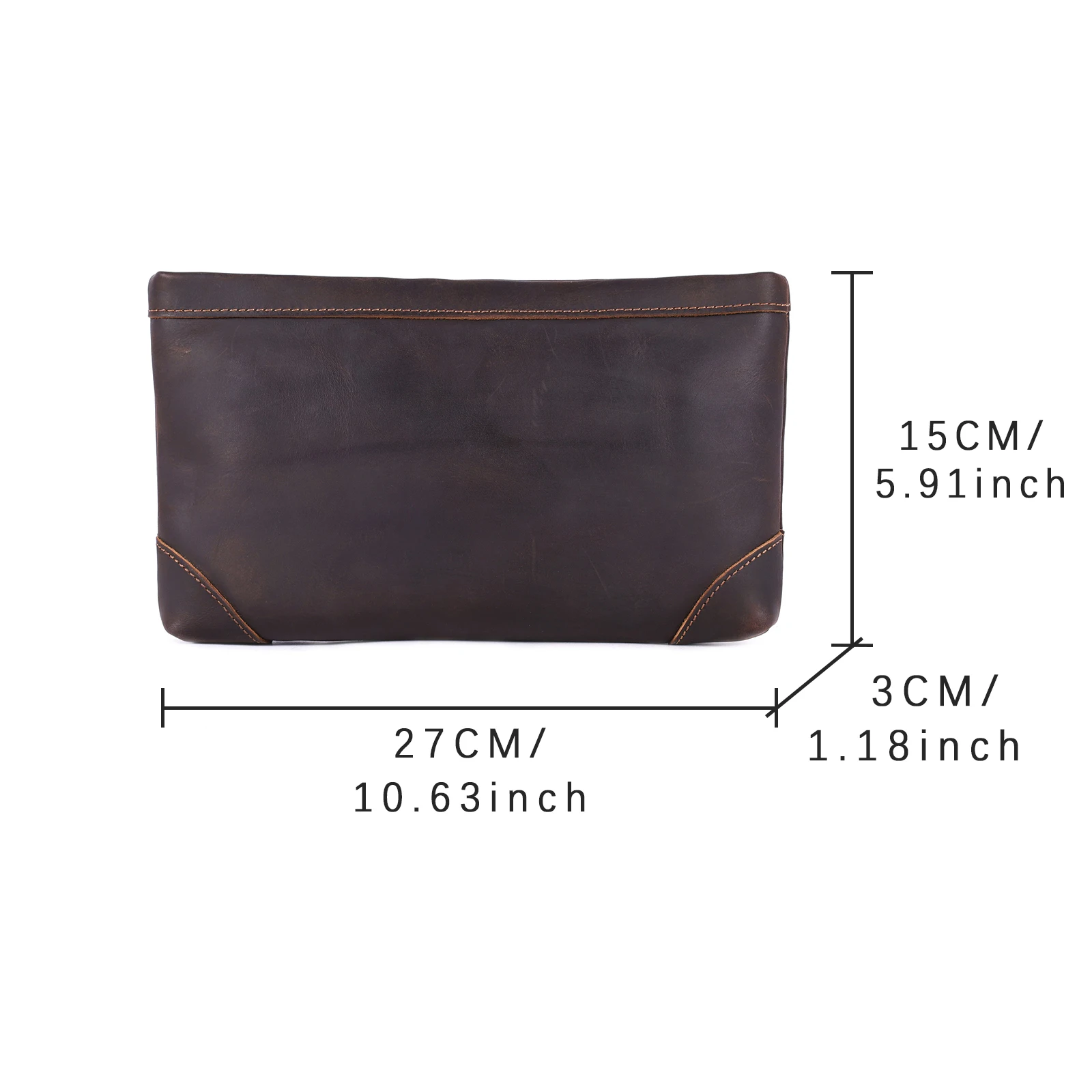 S.WORKER Vintage Echtleder Herren-Clutch-Tasche Lange Geldbörse für Männer Erstschicht-Leder-Portemonnaie Retro-Kartenhalter Handyhalter – Detail 3