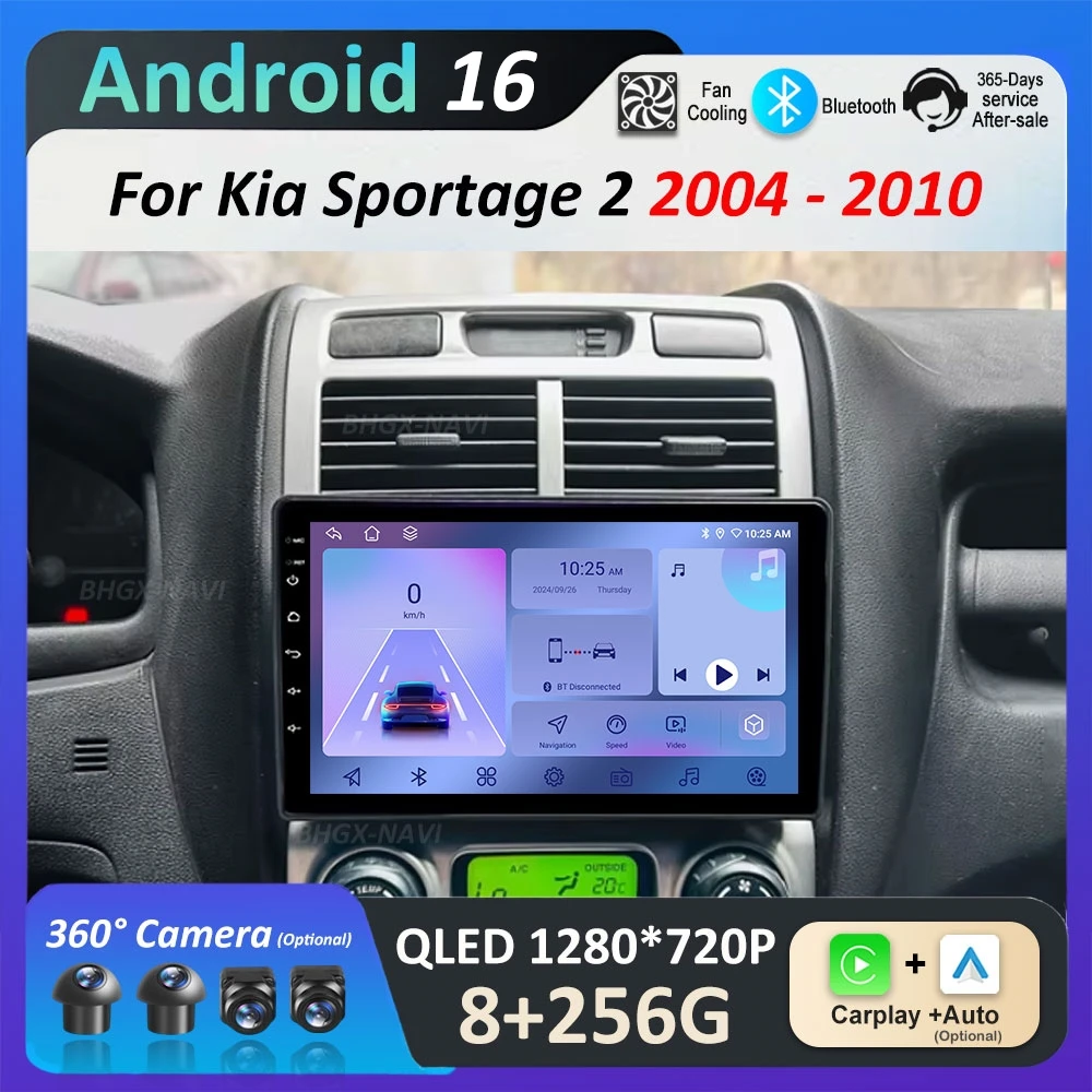 

Автомобильный мультимедийный проигрыватель с GPS-навигацией на Android 16 для Kia Sportage 2 (2004-2010), сенсорный экран, Wi-Fi, Bluetooth, HD, 4G