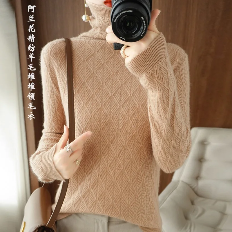 Turtleneck Sweaters Women Autumn Winter Long Sleeve Knitted Pullovers Female Cashmere Fashionable Warmth Bottoming Jumpers Tops