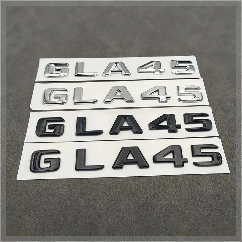 3D Chrome Glossy Black ABS GLA 45 Logo Letters Car Trunk Emblem Badge Stickers Sticker For GLA45 H547 Accessories