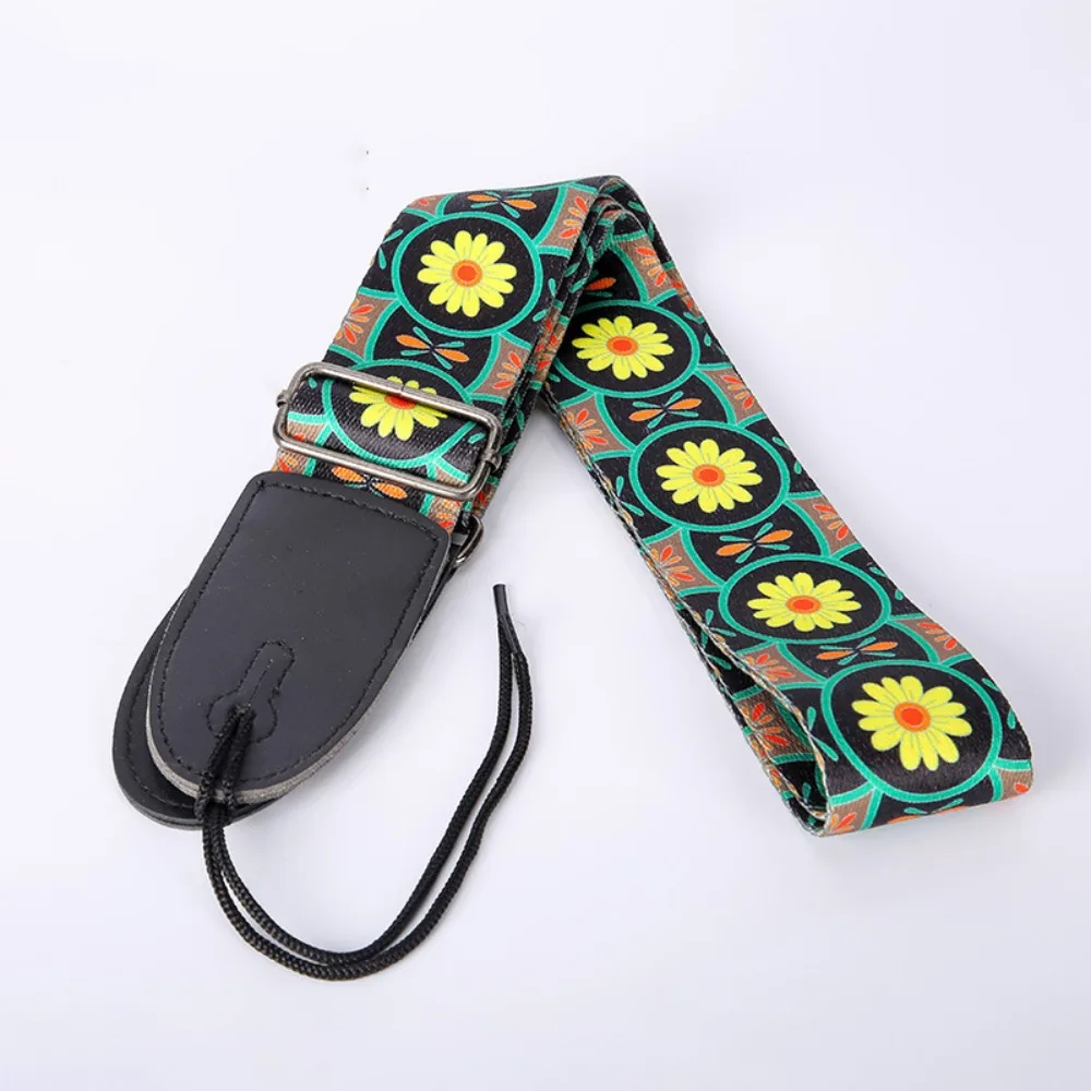 Colorful Printed Guitar Strap Ethnic Style Widening Bass Strap Adjustable Guitar Accessories Ukulele Strap Belt Bass Accessories