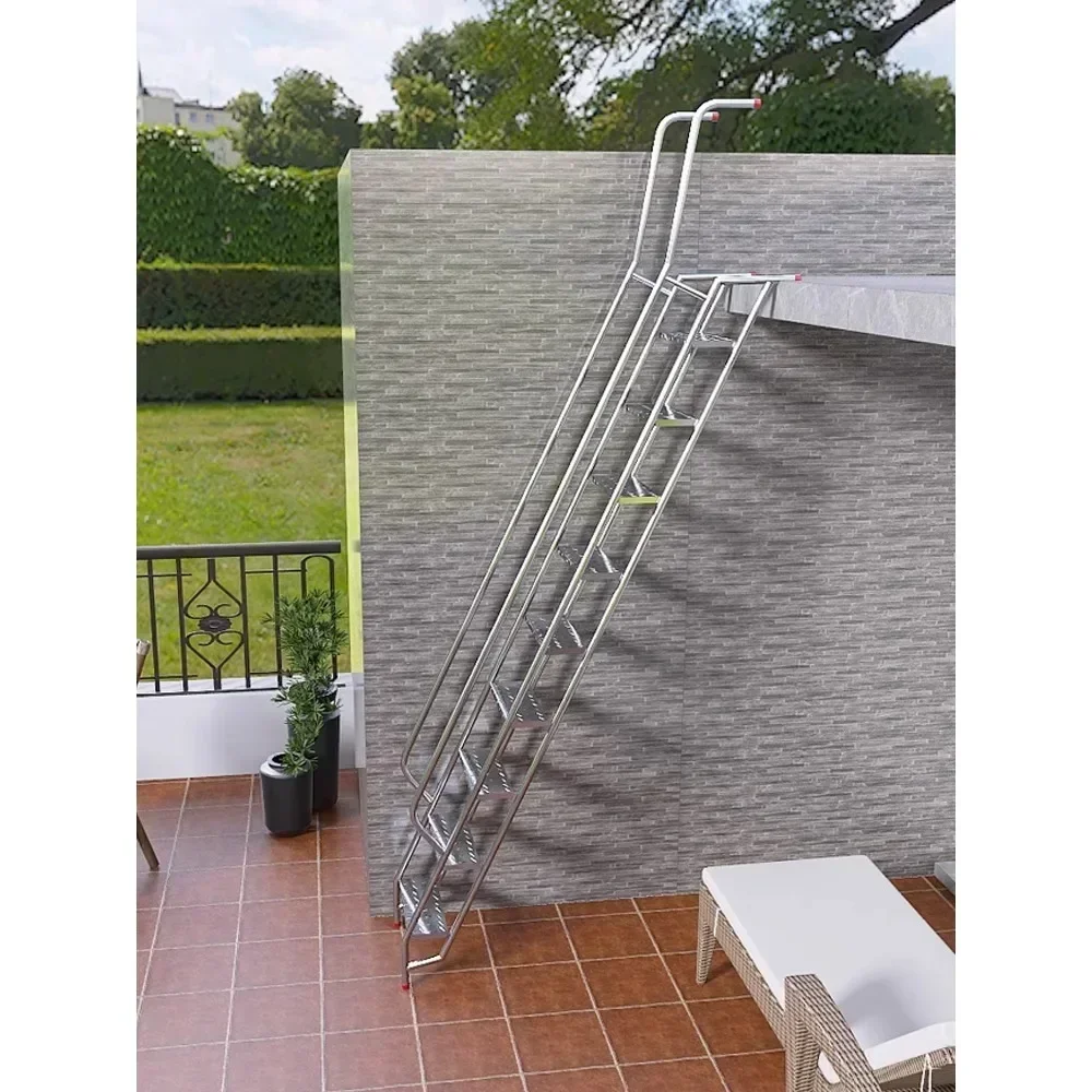 

Home Outdoor Ladder, Thickened 304 Stainless Steel Outdoor Staircase,Flat Balcony Ladder with Handrails, Steel Ladder, Escalator