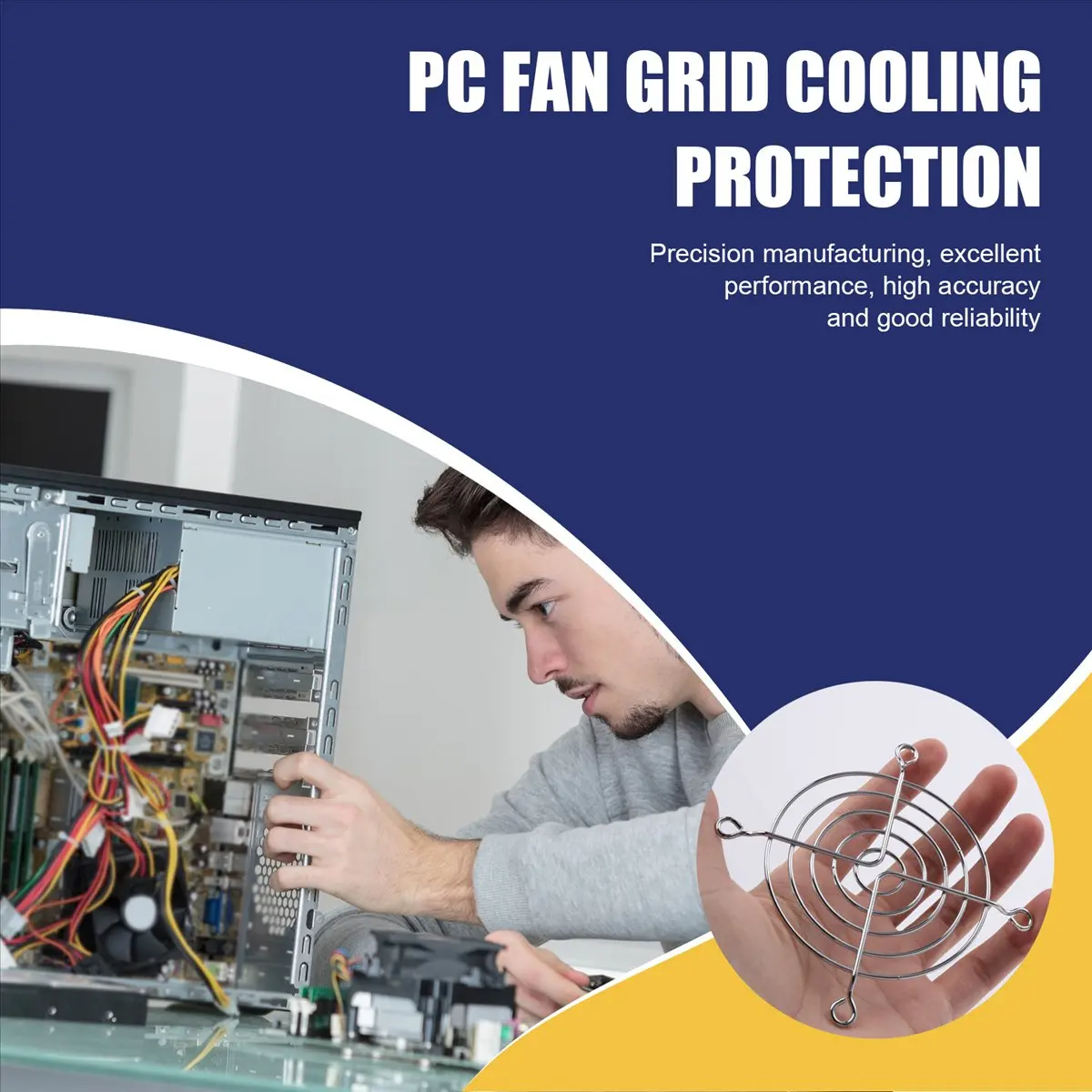 HITL 2 x Metal Wire Finger Guard Protection Grid 80 mm PC Fan Cooler