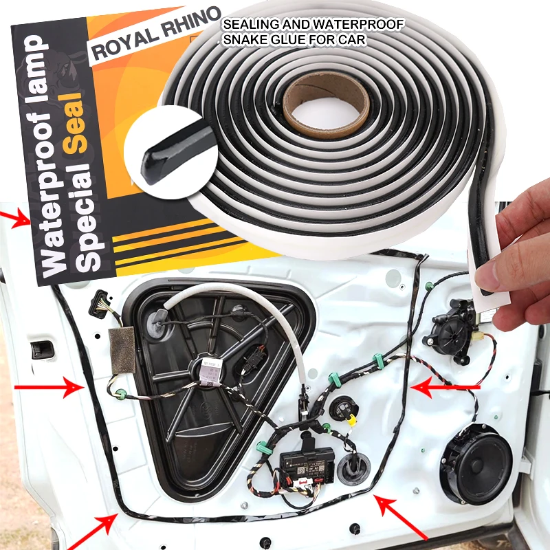 

4,5 м x 9 мм бутиловый герметик, лента в виде змеи, водонепроницаемая уплотнительная лента для фар автомобиля, бутилкаучуковая уплотнительная лента для фар/рожок/двери/уплотнение лобового стекла автомобиля