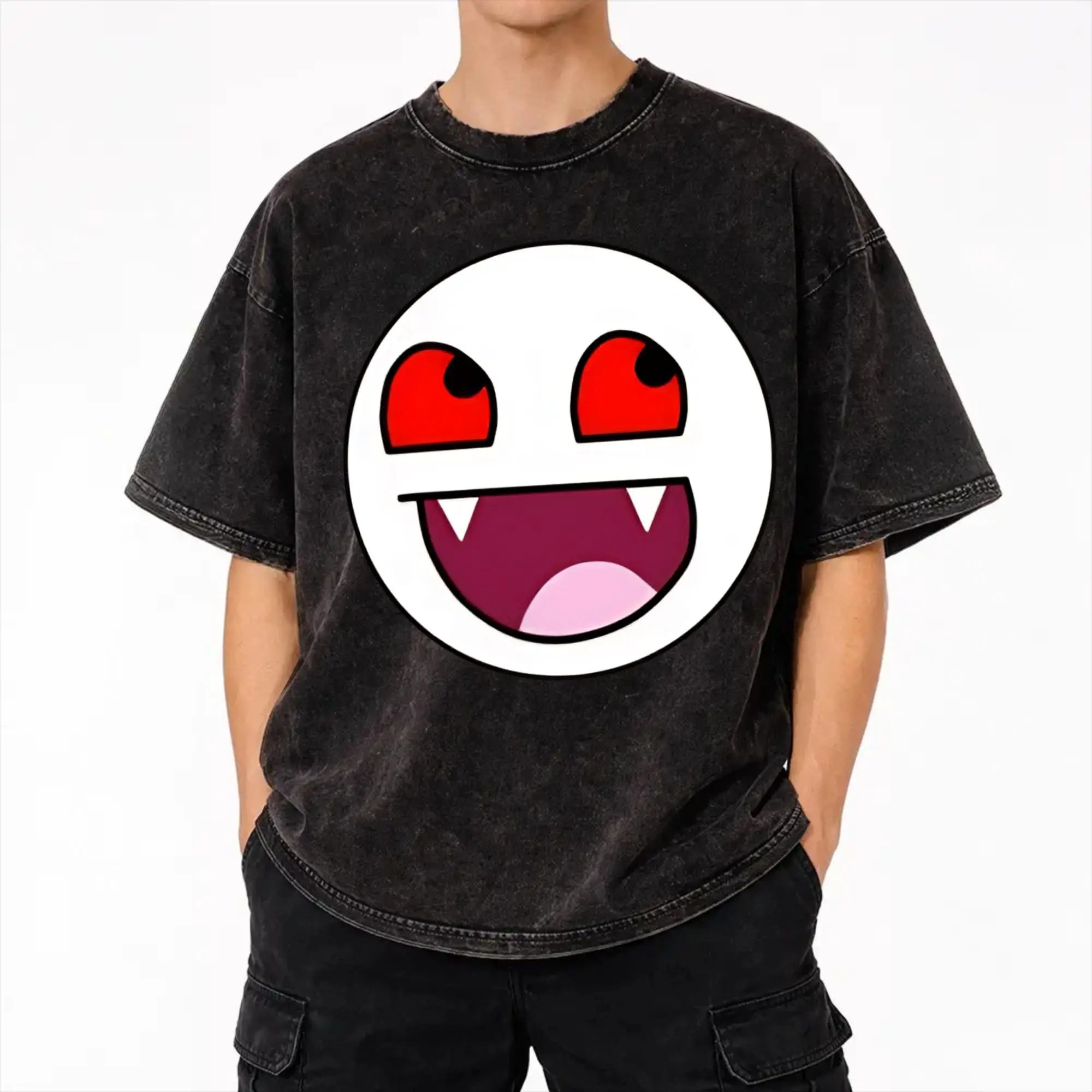  Beach Epic Face Vampire Outfit Washed T Shirt for Men Women Streetwear Hip Hop T-Shirts Graphic Printed  Tees Tops Cotton