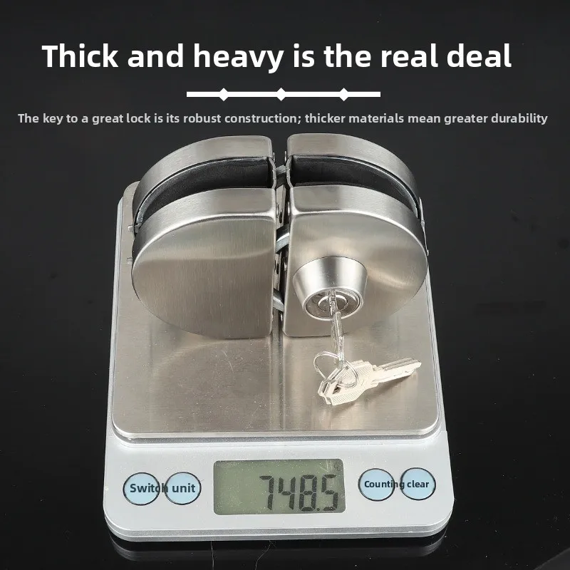 U Type Glass Door Lock No Drilling Required Stainless Steel Half Round Single Door Floor Lock