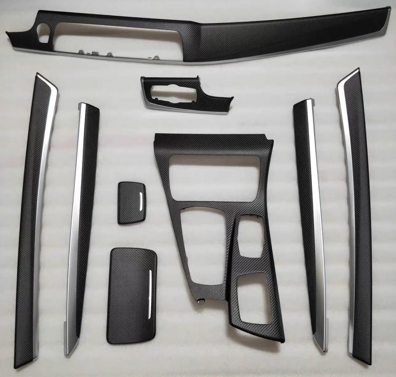 

9PCS Interior Trims Dashboard Cover Real Dry Carbon Fiber Door Trims custom For BMW 5 Series F10
