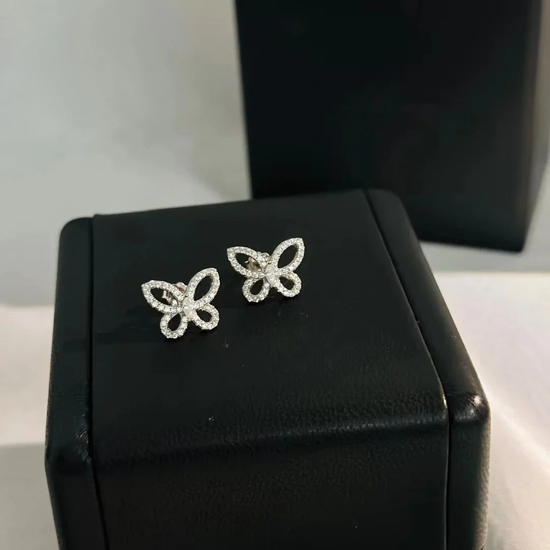 

Classic Trendy Hot Sale New European Famous Brand Luxury Jewelry Earrings For Women Butterfly Ear Stud Anniversary Gifts Wedding