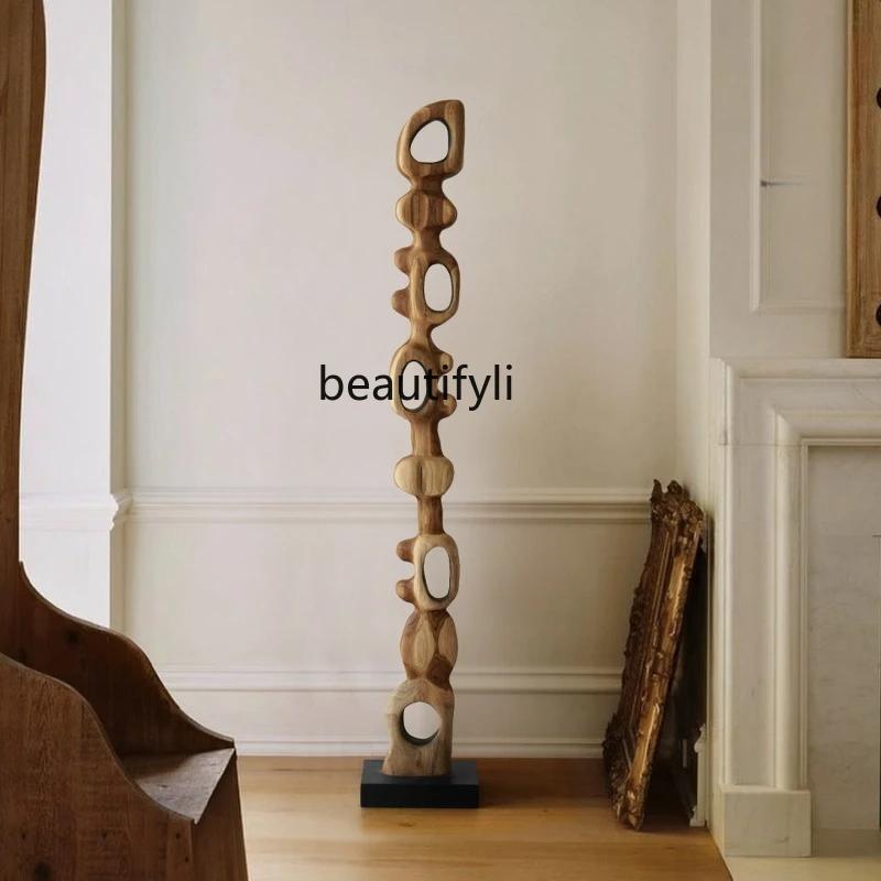 

Wabi-sabi Style Artistic Solid Wood Sculpture Model Room Creative Floor Ornament