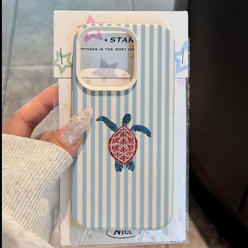 Striped Turtle Design Pattern Lichee leather pattern Phone Case For Samsung S26 S25 S24 S23 S22 S21 Ultra 4G 5G Shockproof Cover