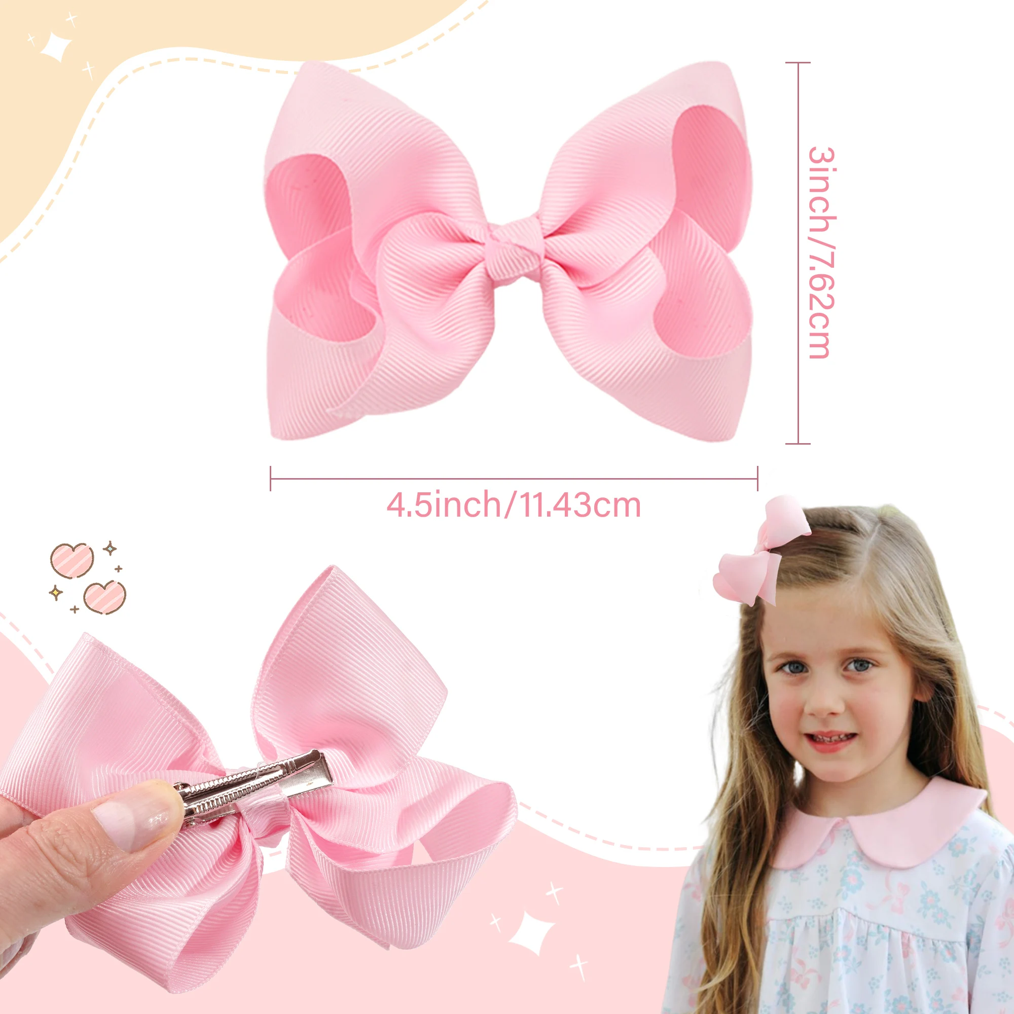 20 pezzi 4.5 '' carino solido nastro del grosgrain bowknot fermagli per capelli per ragazze forcine fatte a mano barrettes copricapi accessori per capelli per bambini