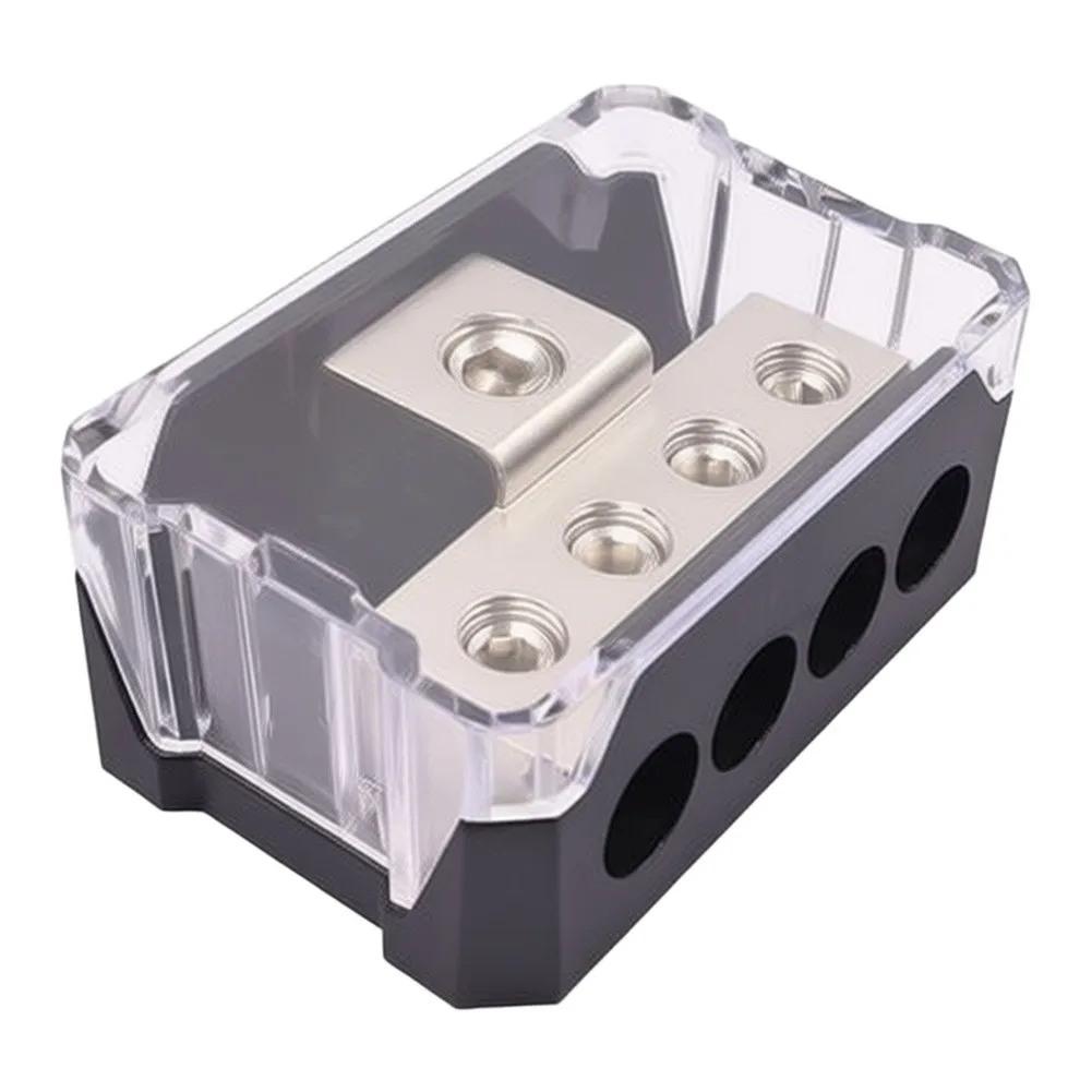 2pcs For Car Audio 4 Way Power Distribution Block 12 48V Rated Zinc Alloy Construction Input 0 2 4 AWG Output 4 8 10 AWG