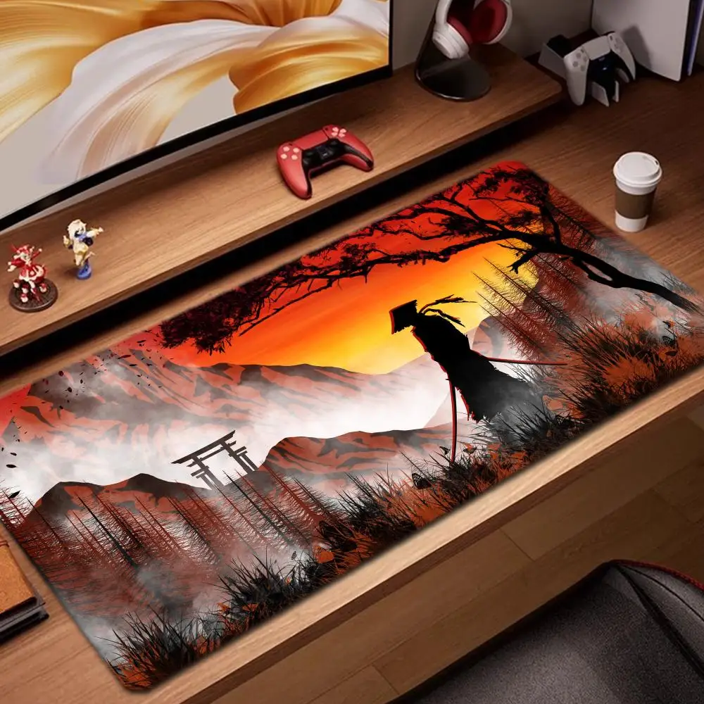 

Коврик для мыши «Закат фехтовальщик», игровые аксессуары, коврик для клавиатуры, XXL, большой запирающий край, 900X400 мм, настольный коврик, игровой коврик для мыши