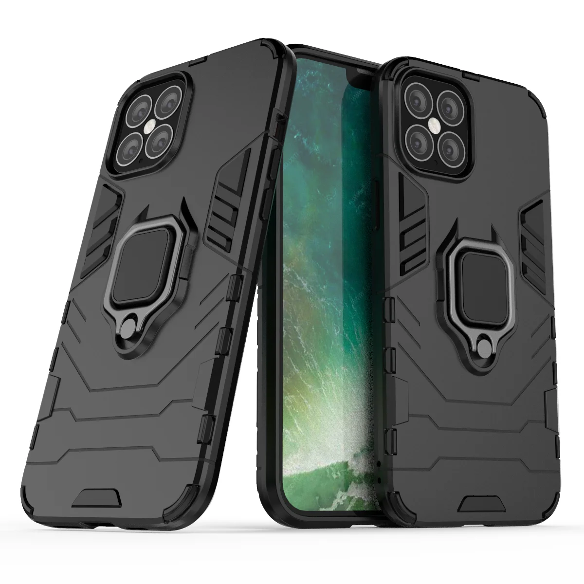 Armor Bumper Phone Case For iPhone 5 5S 5C SE 6 6S 7 8 Plus 11 12 Mini X XS XR Pro Max 2020 Shockproof Rugged Holder Ring Cover